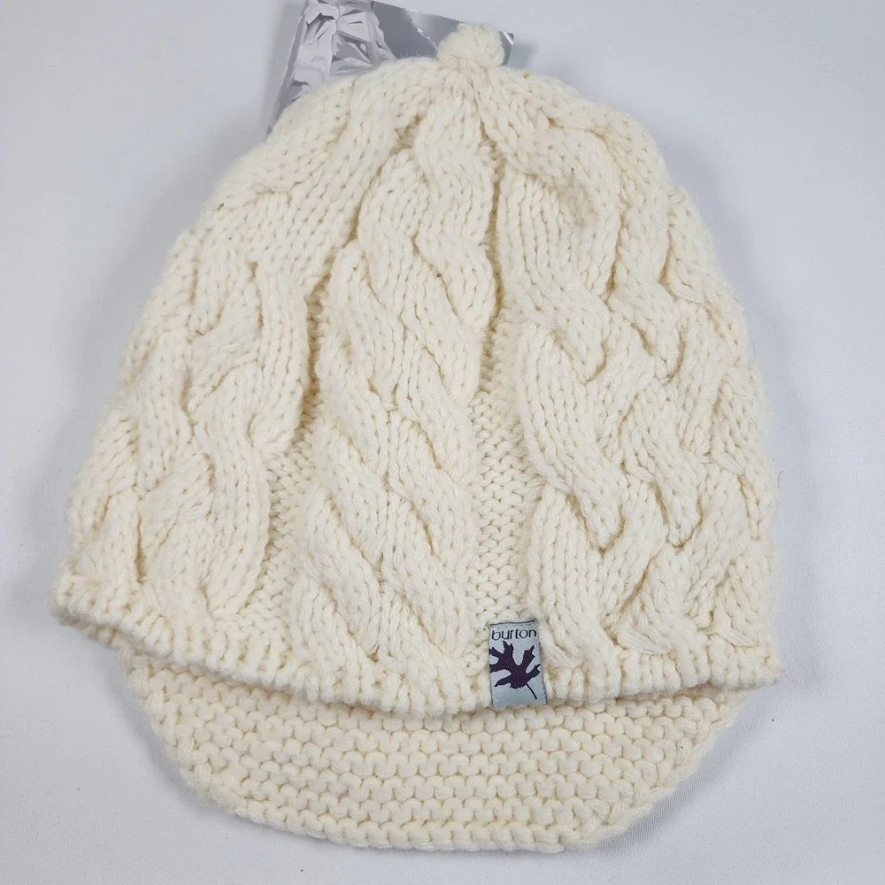 Burton Brimmed Beanie Womens One Size White‎ Rock Salt Knit Snowboarding Wool